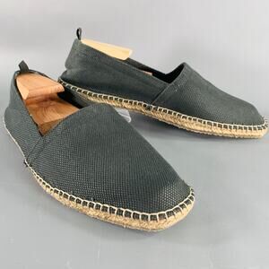GRAY Size 10.5 Black Natural Canvas Rope Trim Loafers